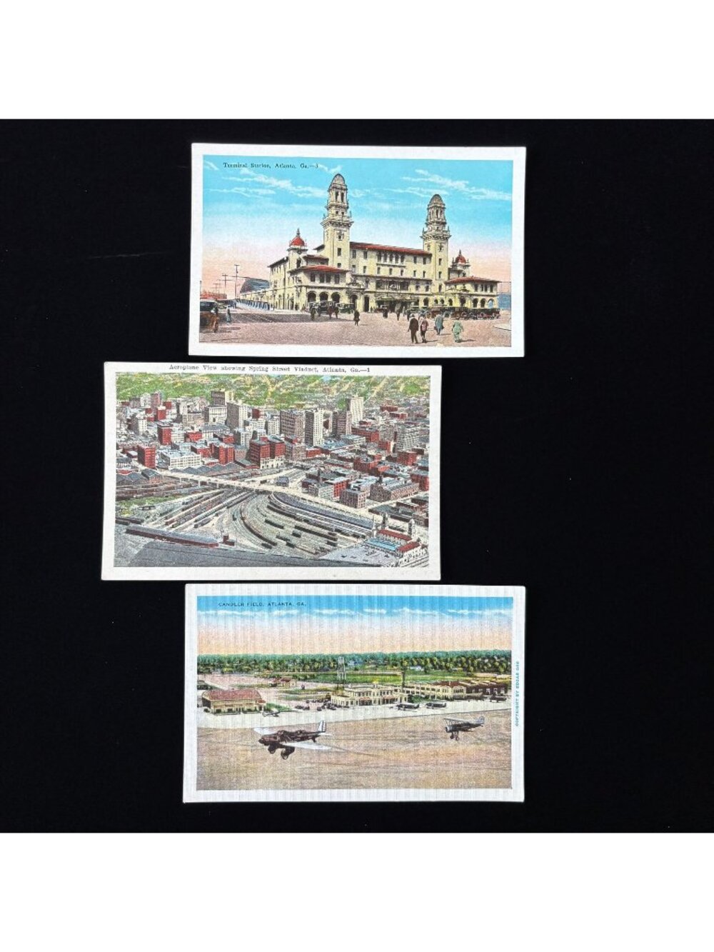 Vintage Postcard Lot Rail to Air Atlanta GA Terminal Station Airport Car Viaduct